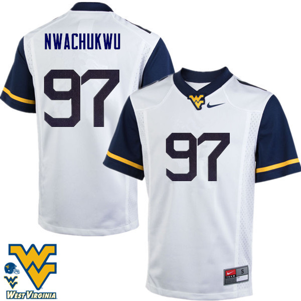 Men #97 Noble Nwachukwu West Virginia Mountaineers College Football Jerseys-White - Click Image to Close